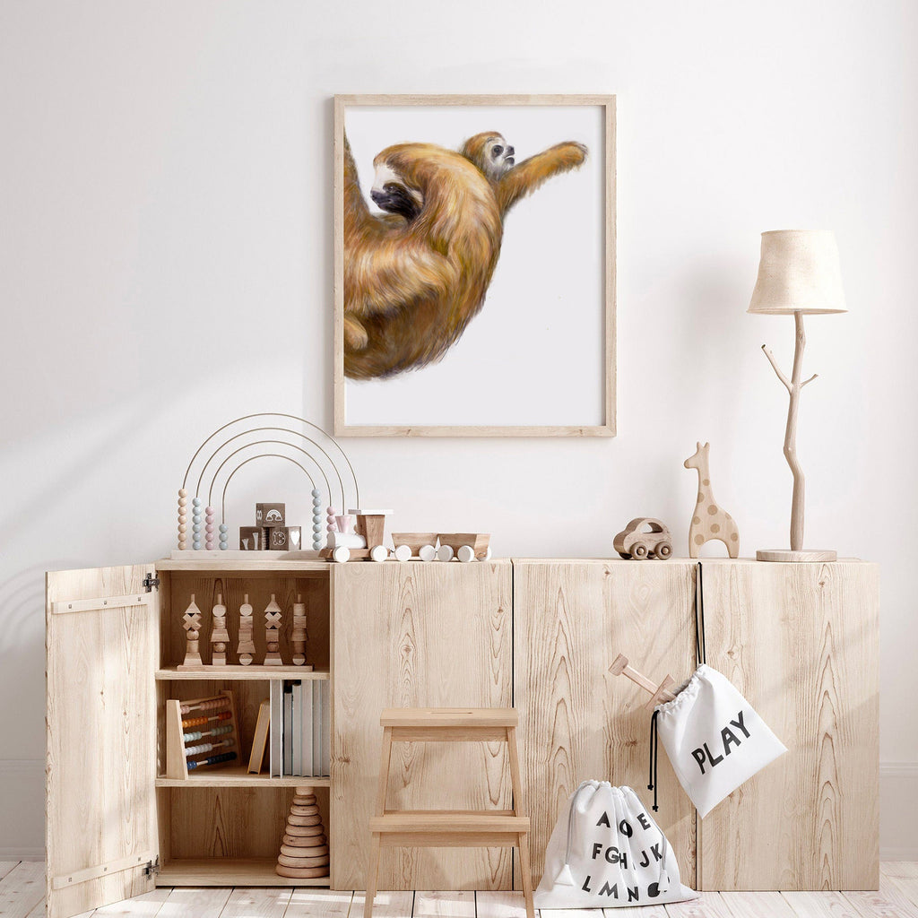 Illustration de bébé paresseux et sa maman