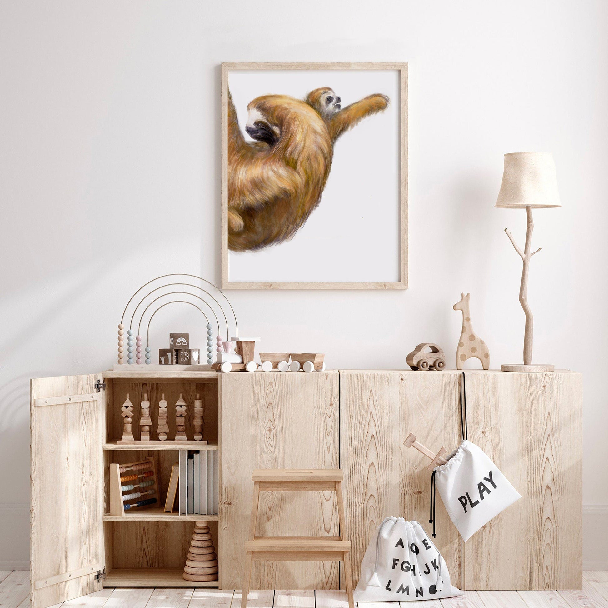 Illustration de bébé paresseux et sa maman
