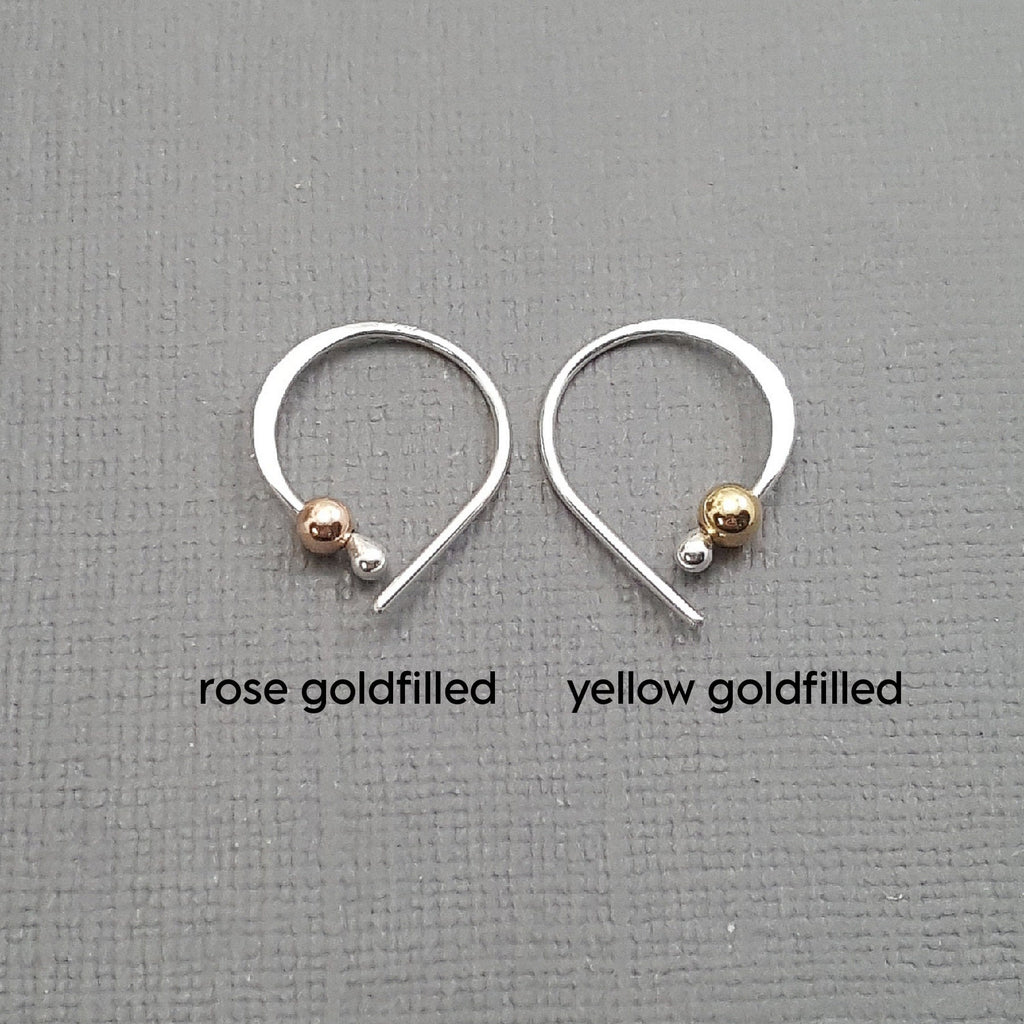 Sterling Silver Sleeper Hoop Earrings: Onyx Bead, Unisex
