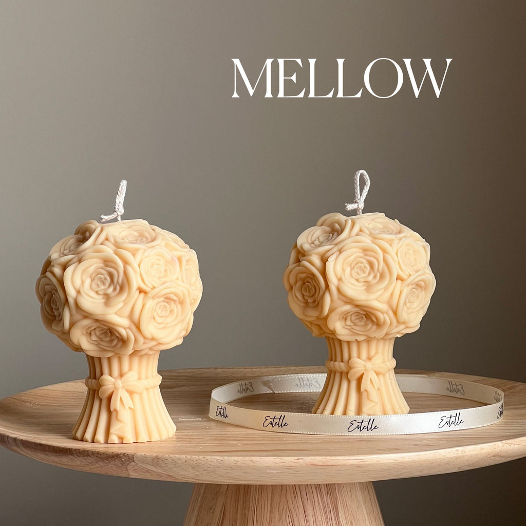 Bougie sculpturale bouquet de fleurs | Pilier en cire de soya