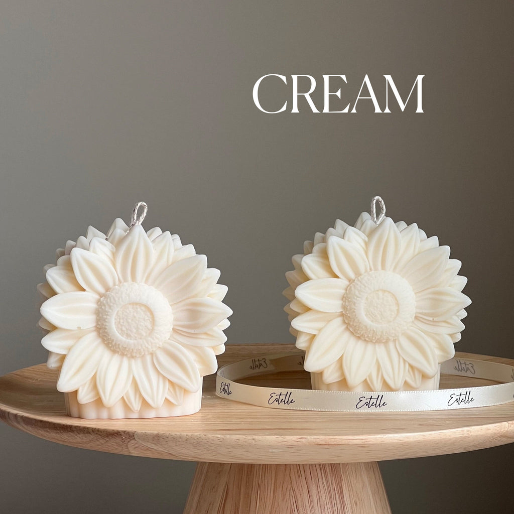 Handmade Sunflower Candle: Vegan Soy Pillar Candle, Home Decor