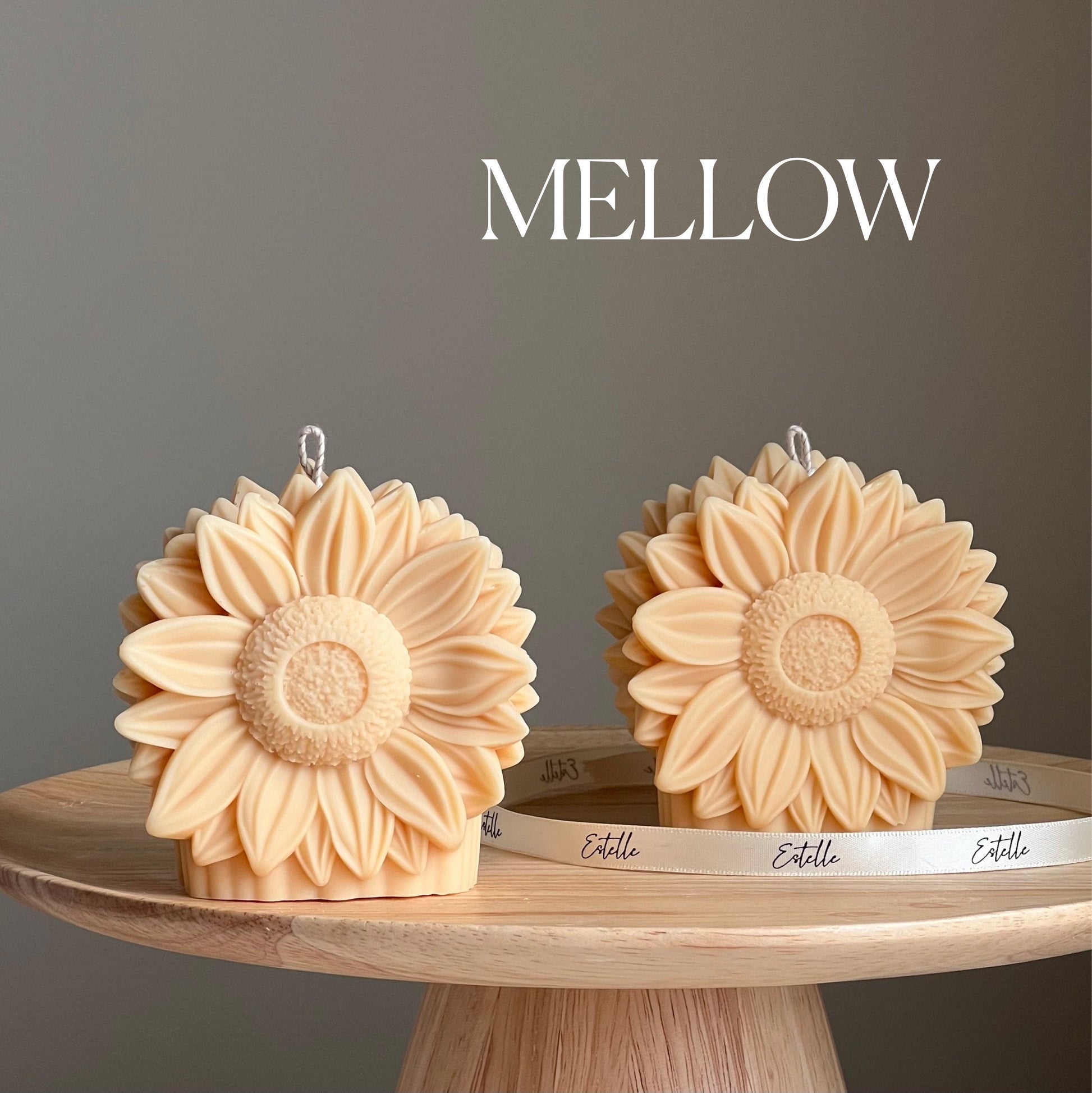 Handmade Sunflower Candle: Vegan Soy Pillar Candle, Home Decor