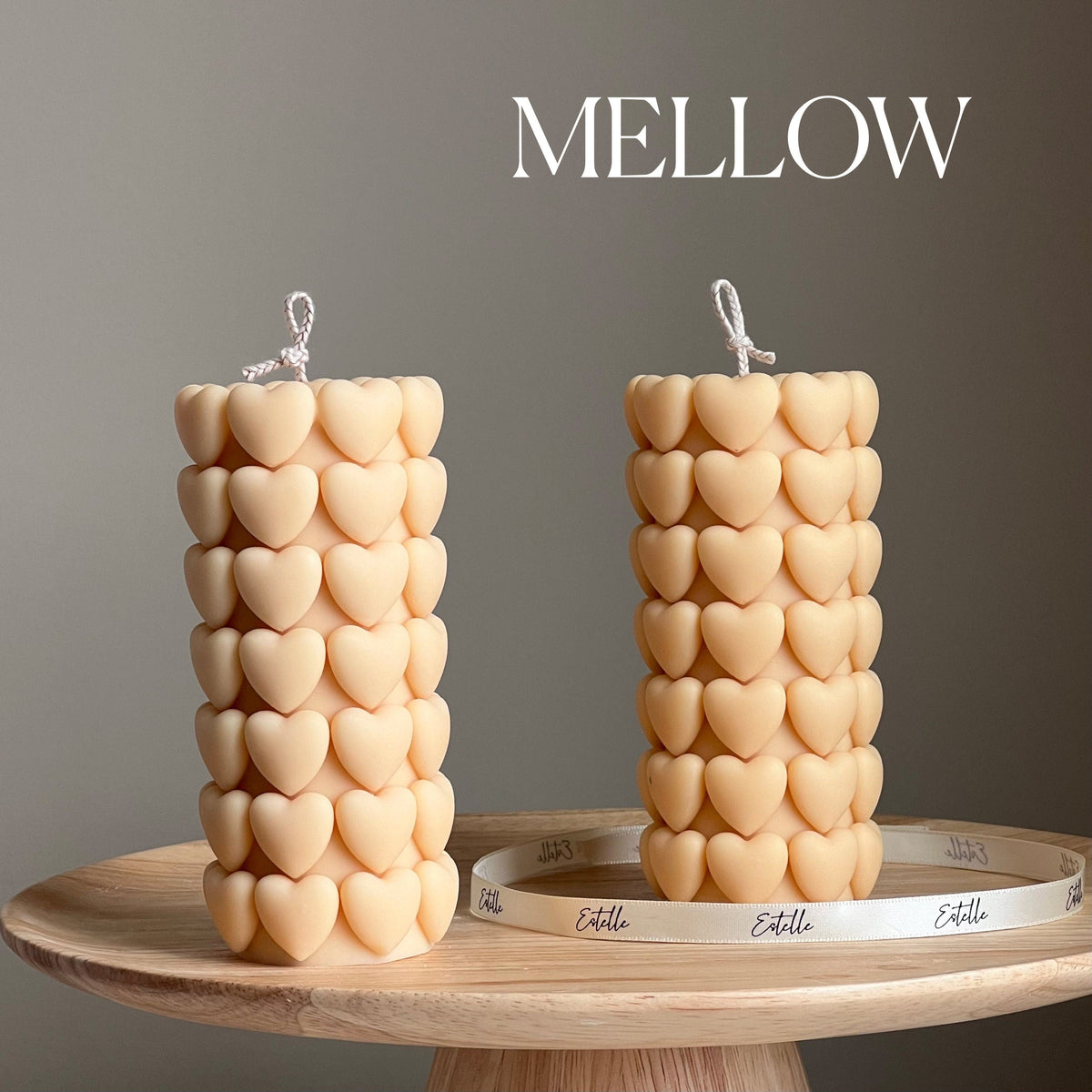 Bougie pilier Cœur en soja | Décor sculptural pour la maison