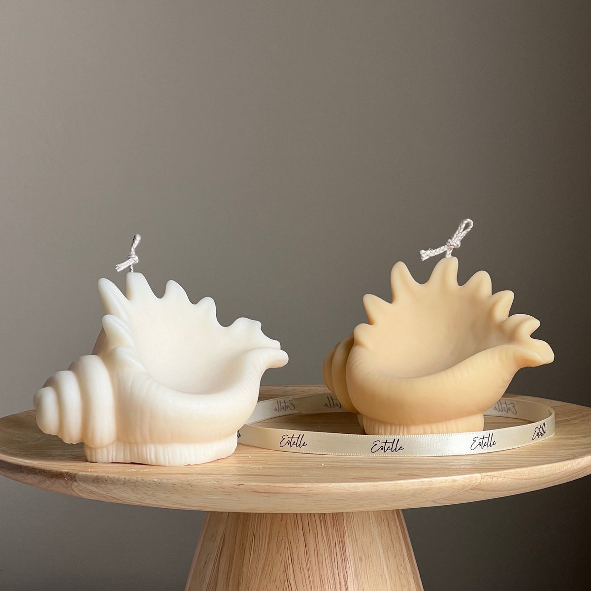 Bougie de soja Coquillage : coquille de palourde décorative, cadeau vegan unique