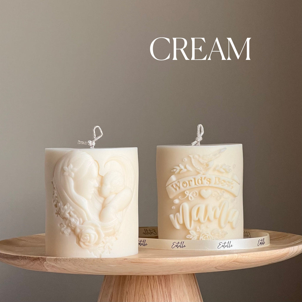 Bougie en cire de soya Maman | Bougie pilier sculpturale végane