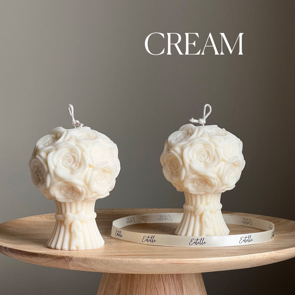 Bougie sculpturale bouquet de fleurs | Pilier en cire de soya