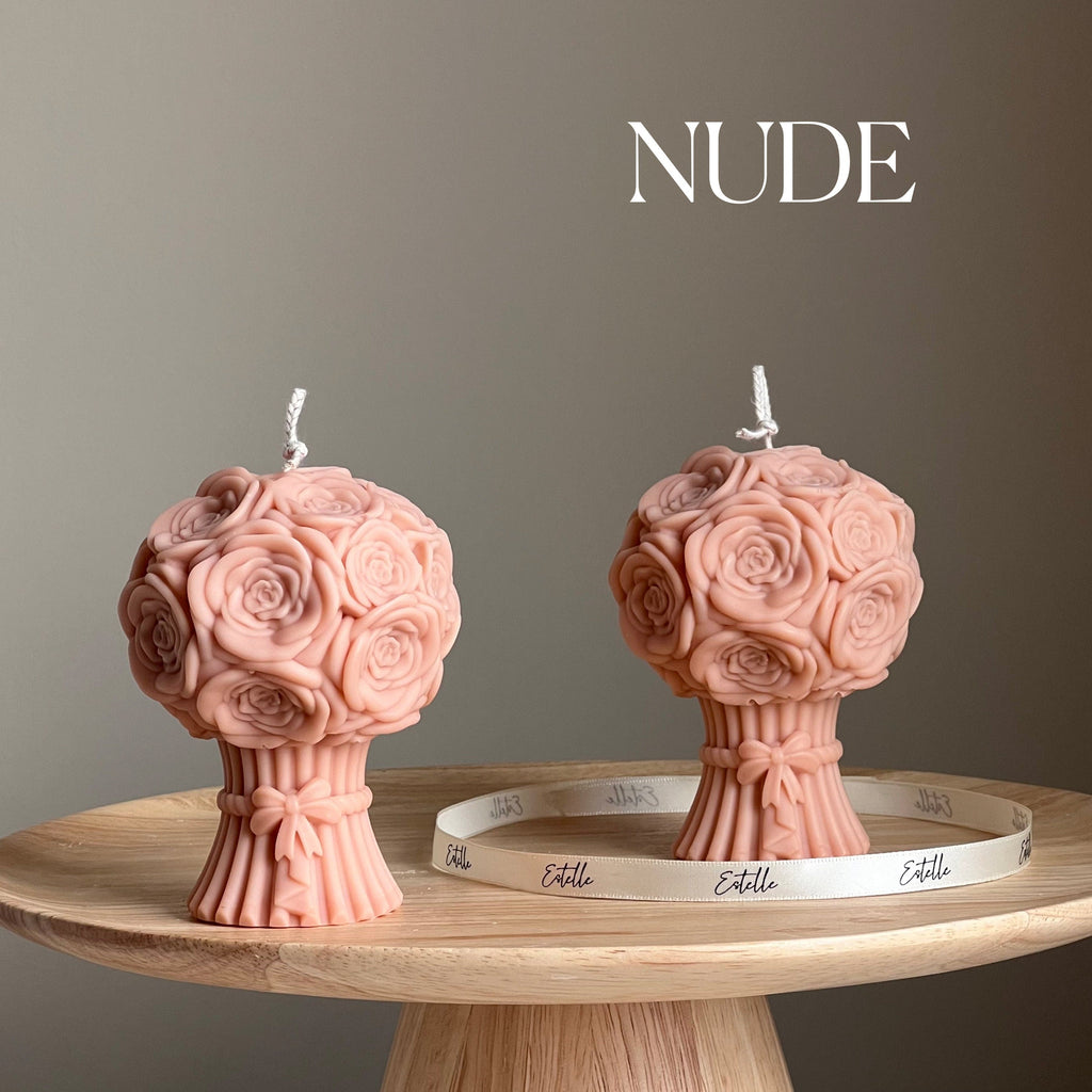 Bougie sculpturale bouquet de fleurs | Pilier en cire de soya