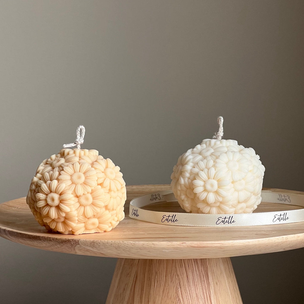 Handmade Soy Wax Gerbera Daisy Ball Candle: Decorative Candle