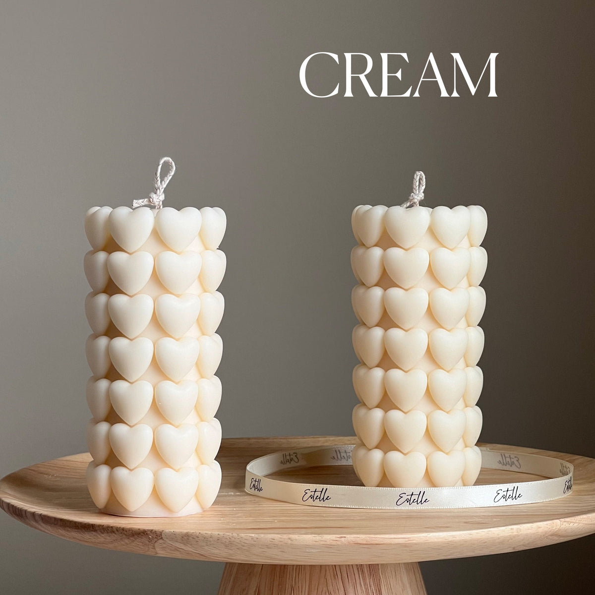 Bougie pilier Cœur en soja | Décor sculptural pour la maison