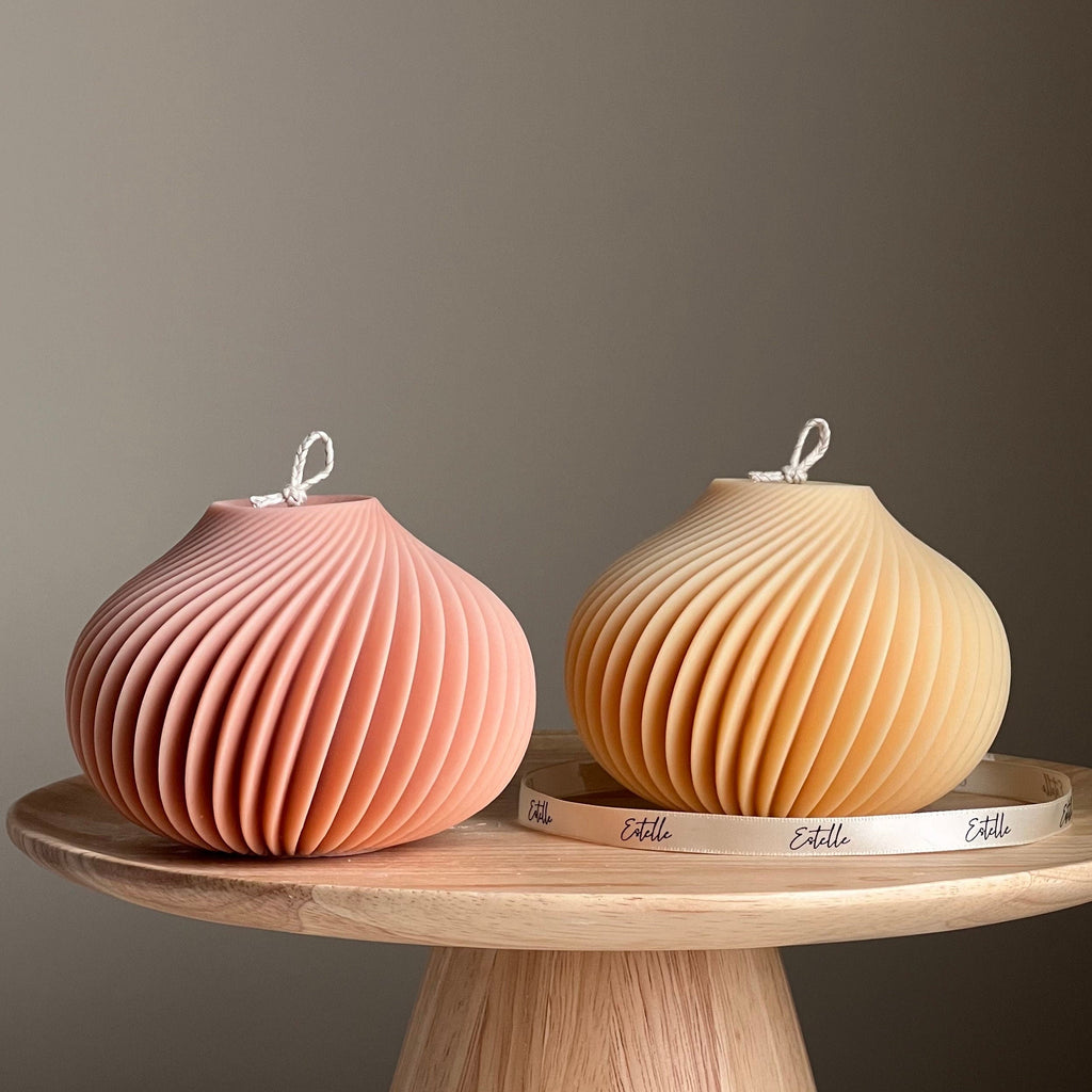 Handmade Spiral Soy Wax Candle: Minimalist Home Decor