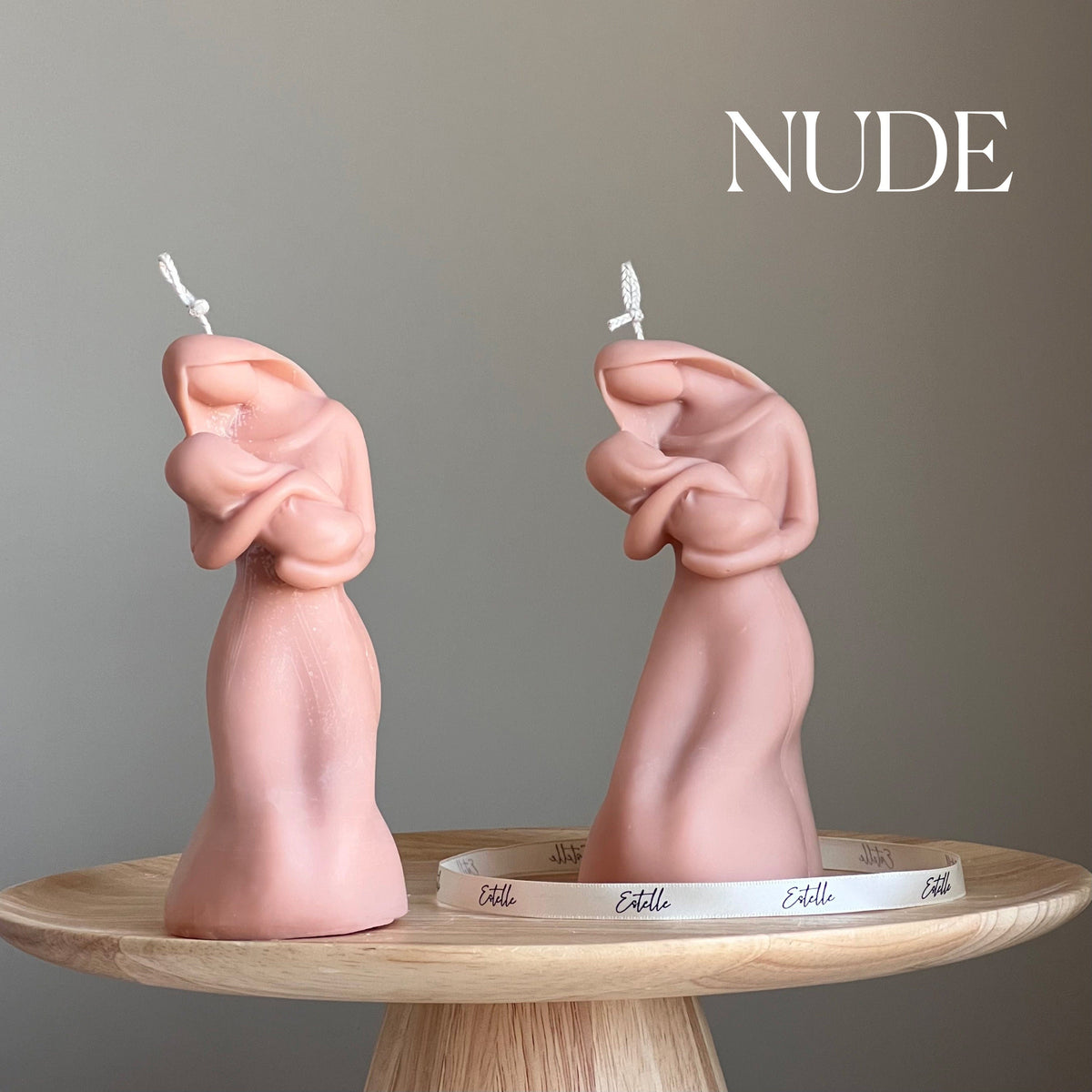 Bougie en cire de soja mère et enfant : pilier sculptural coulé à la main