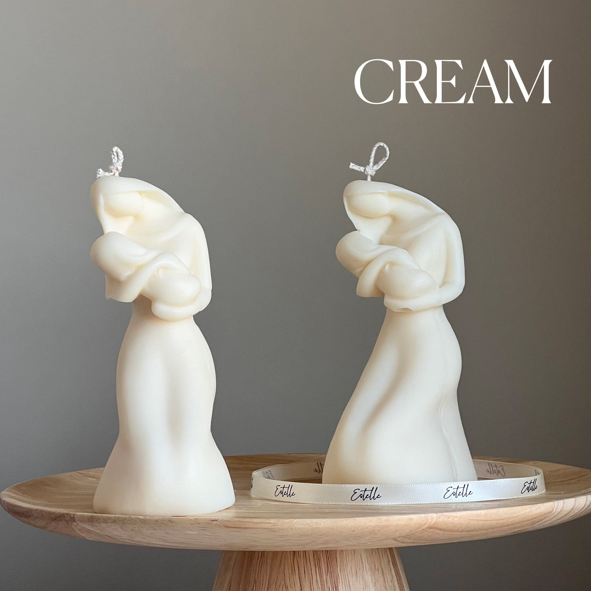 Bougie en cire de soja mère et enfant : pilier sculptural coulé à la main