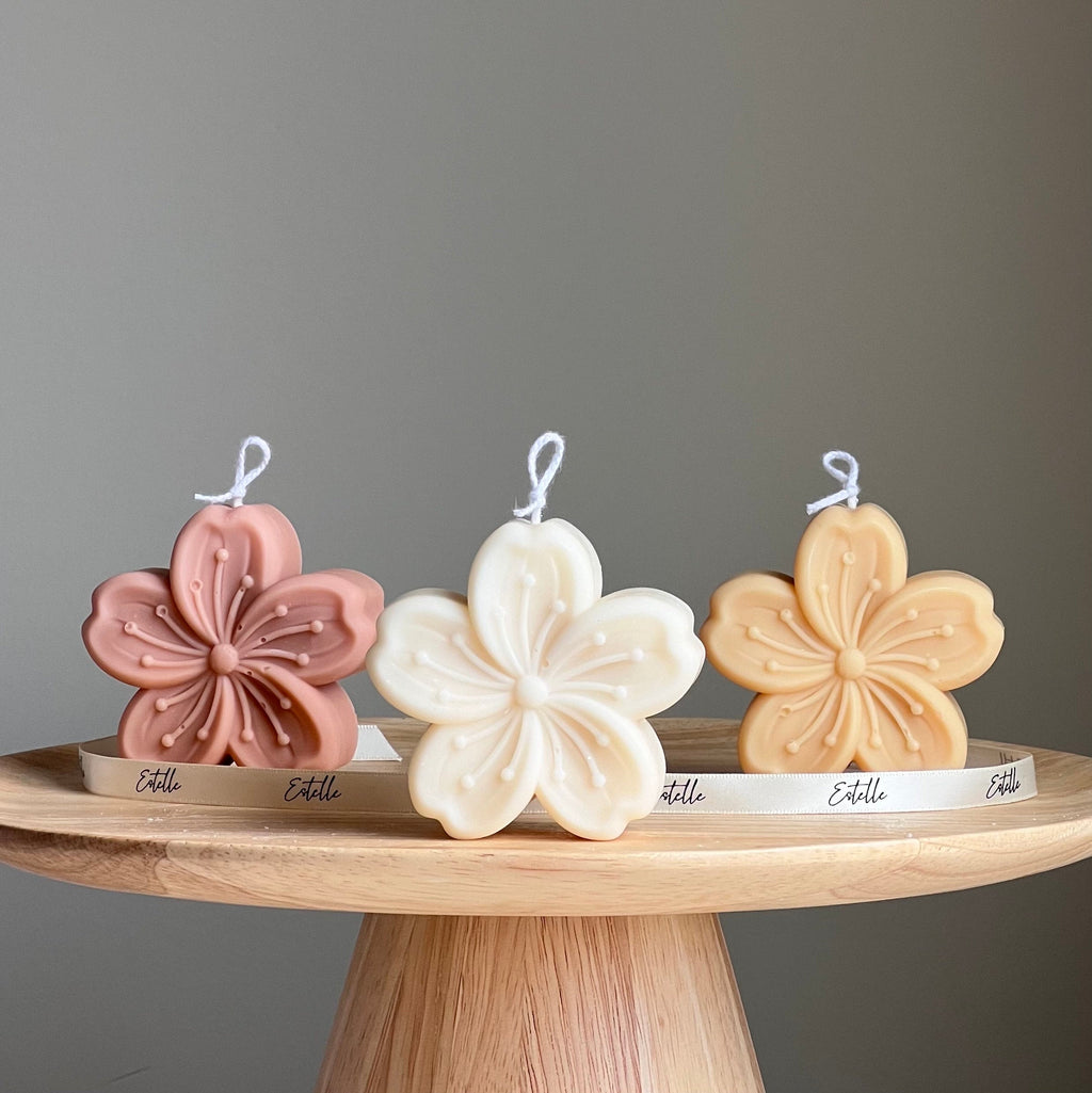 Sakura Flower Candle: Scented Soy Wax Sculptural Candle
