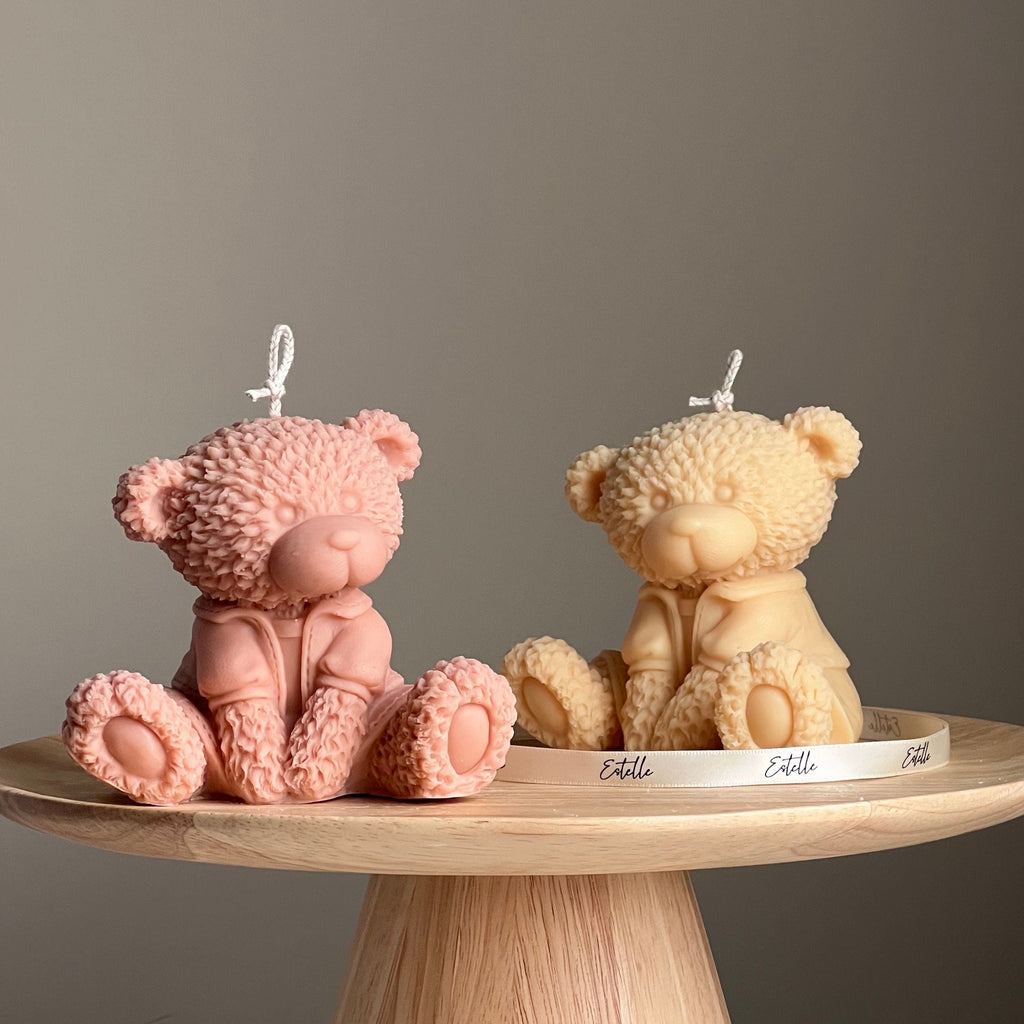 Chandelle ourson en peluche en cire de soya faite à la main : cadeau de décor pour chambre de bébé