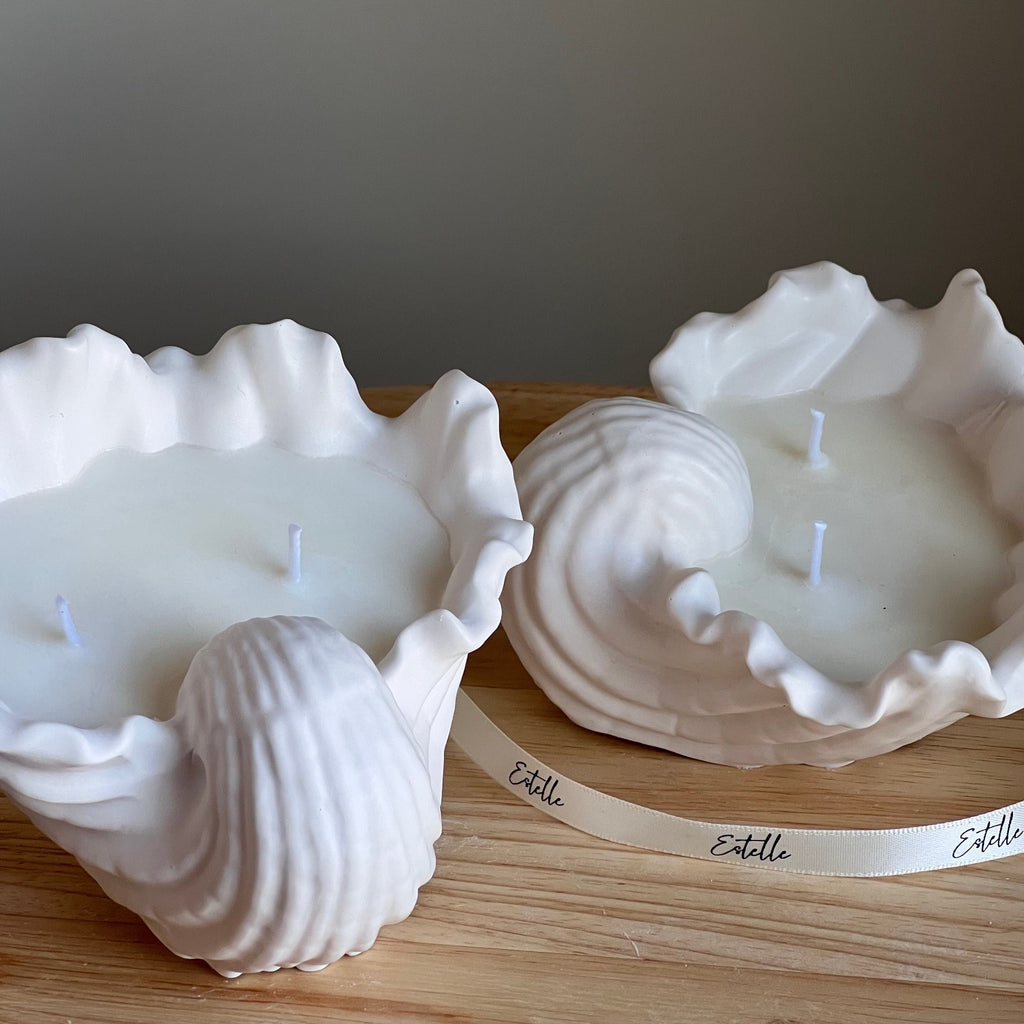 Conch Shell Soy Wax Candle | Jesmonite Vessel, Handmade