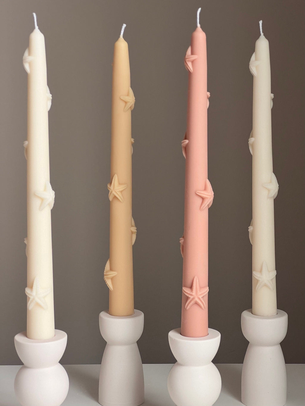 Handmade Starfish Soy Wax Taper Candle: Coastal Decor