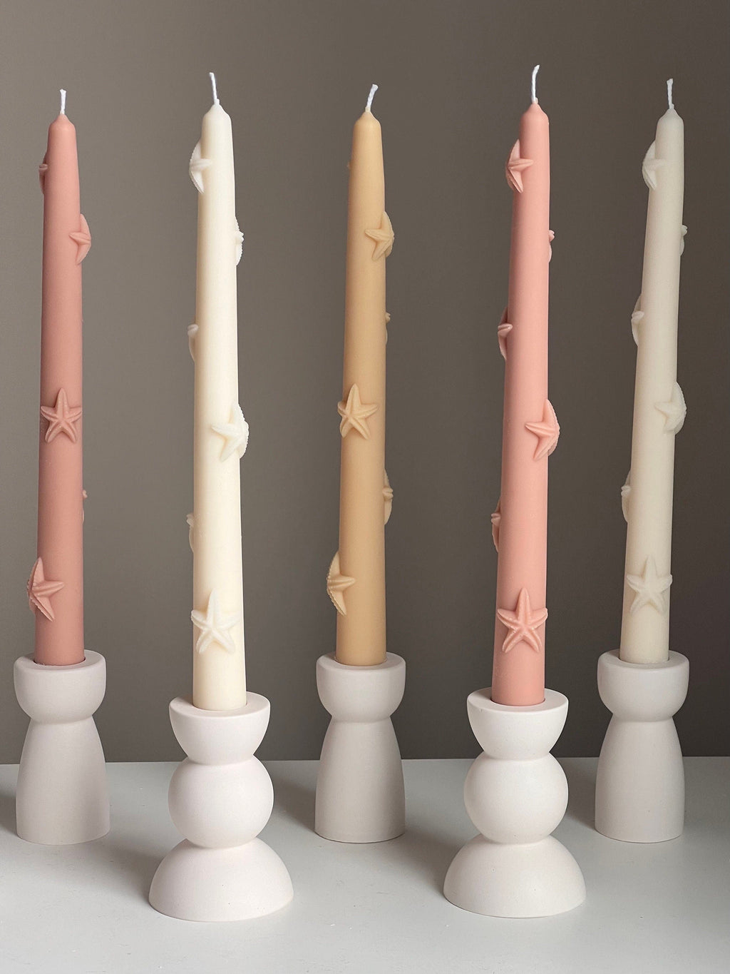 Handmade Starfish Soy Wax Taper Candle: Coastal Decor