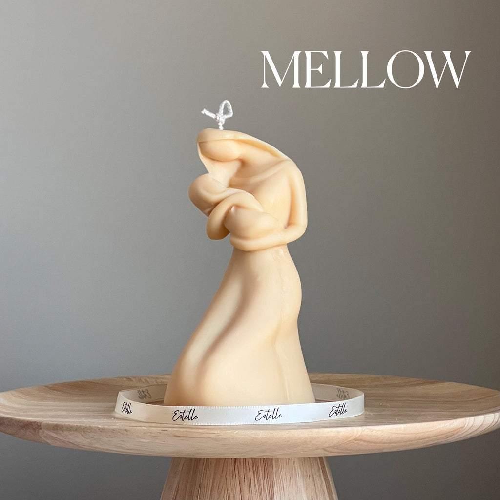 Bougie en cire de soja mère et enfant : pilier sculptural coulé à la main