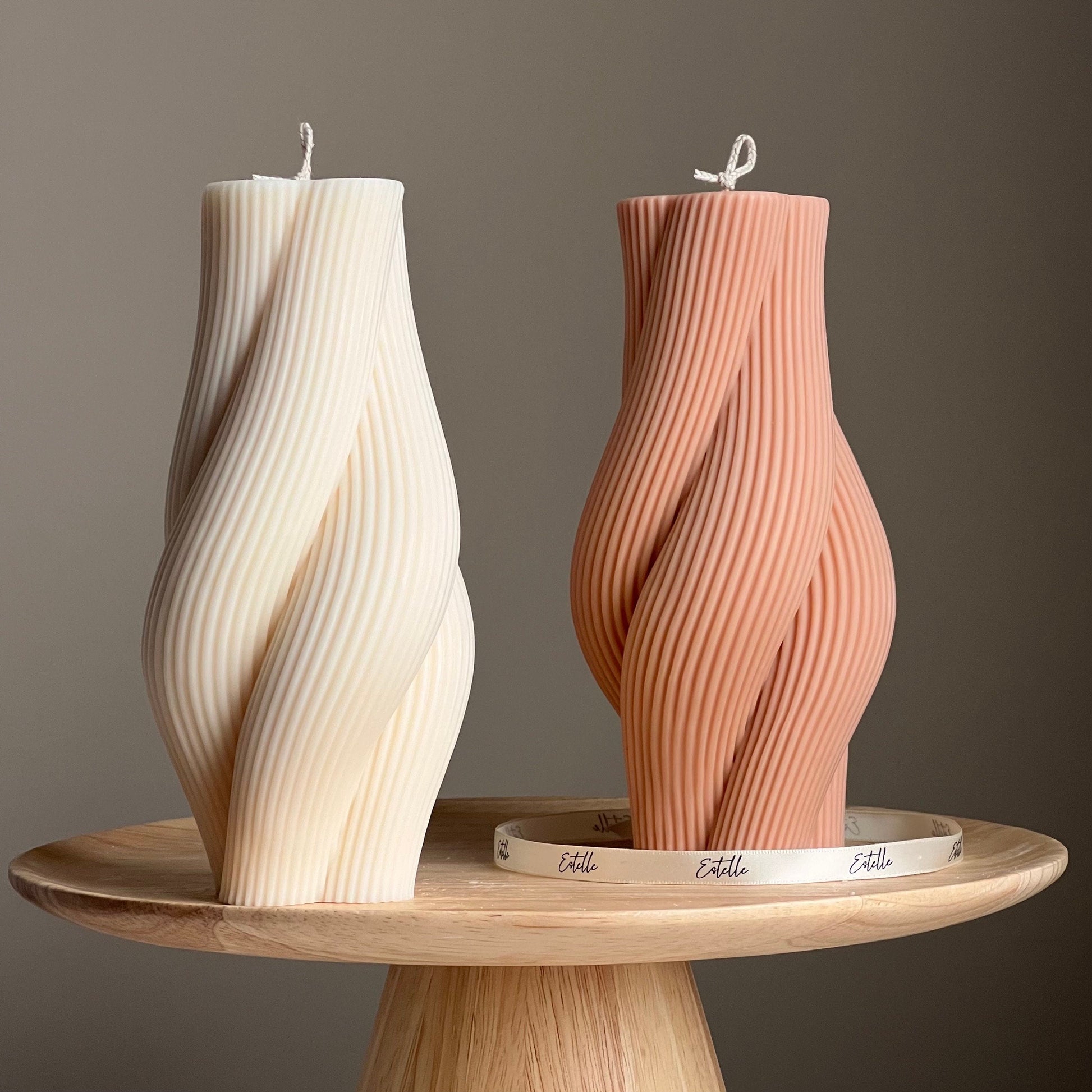Twisted Rope Soy Pillar Candle: Sculptural Home Decor
