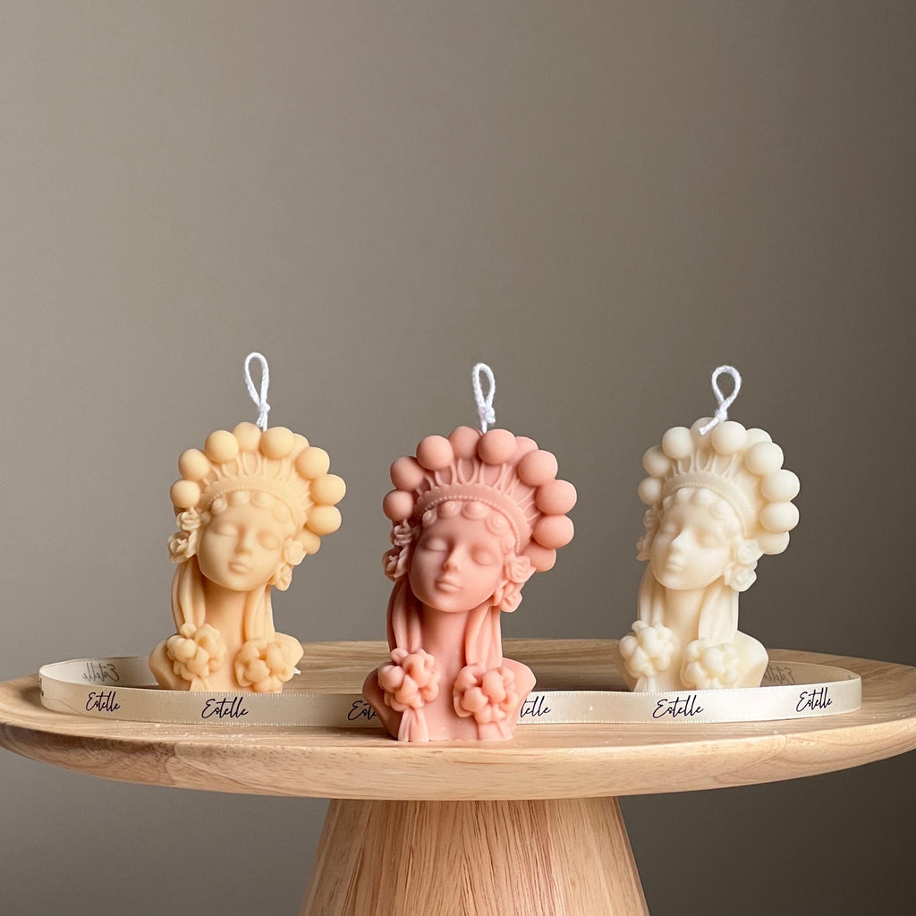 Bougie buste de femme en cire de soya faite à la main | Décoration pour la maison