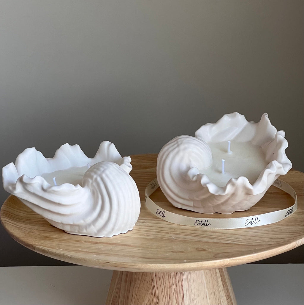 Conch Shell Soy Wax Candle | Jesmonite Vessel, Handmade