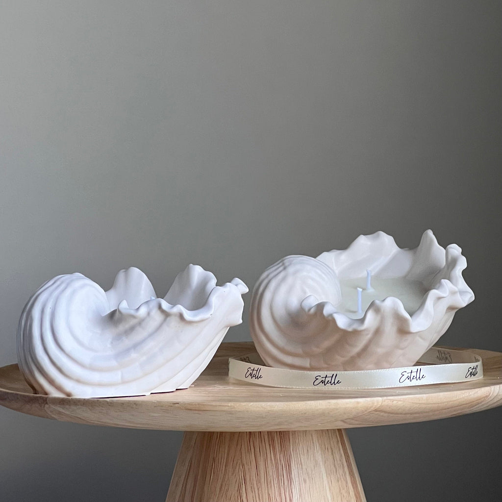 Conch Shell Soy Wax Candle | Jesmonite Vessel, Handmade