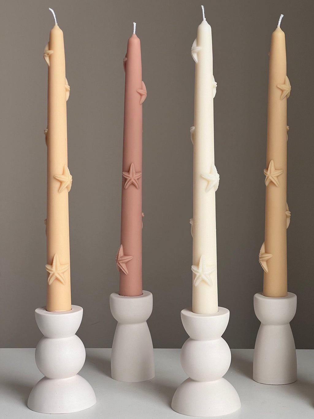 Handmade Starfish Soy Wax Taper Candle: Coastal Decor