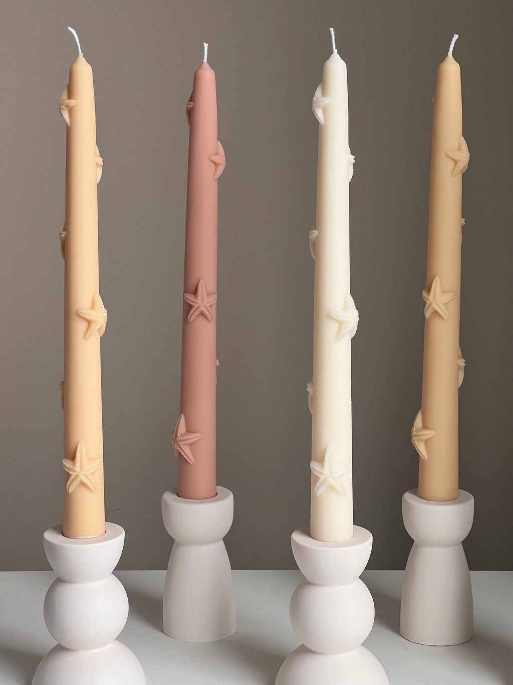 Handmade Starfish Soy Wax Taper Candle: Coastal Decor