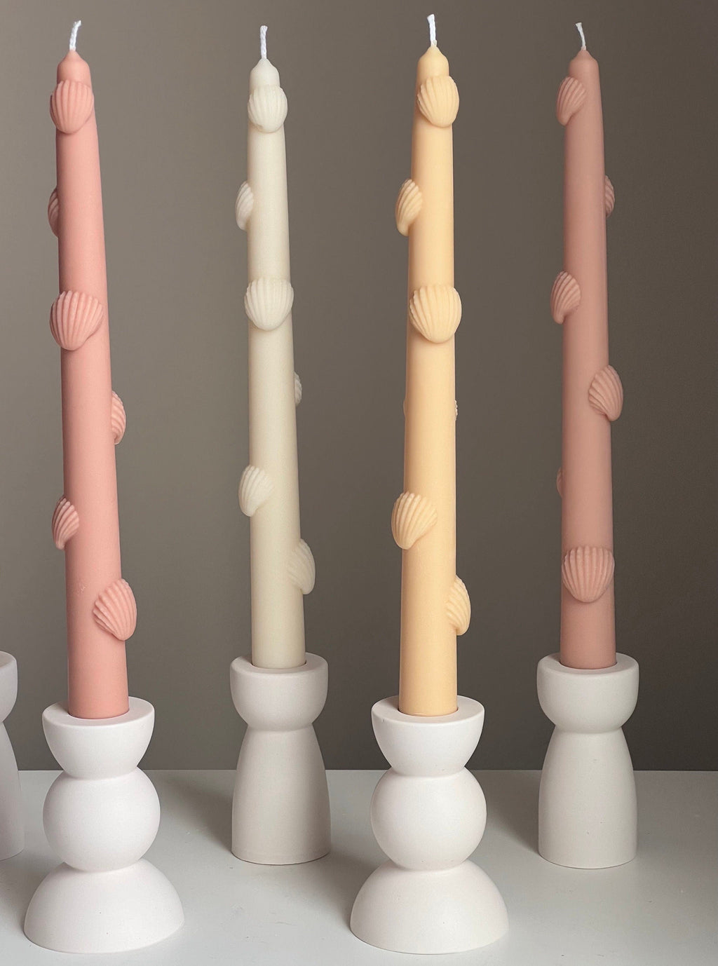 Shell Taper Candle: Handmade Soy Wax Dinner Candle