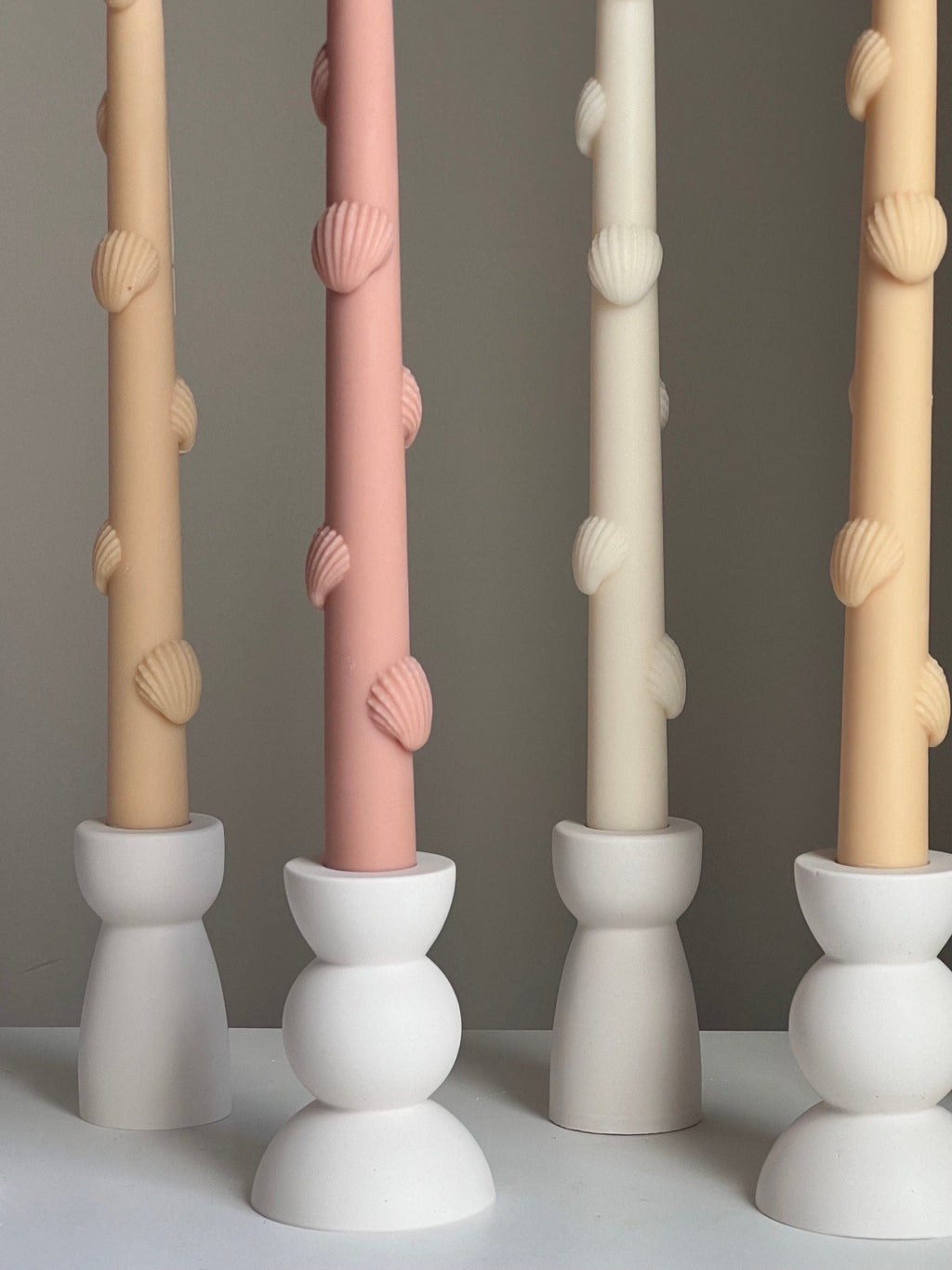 Shell Taper Candle: Handmade Soy Wax Dinner Candle