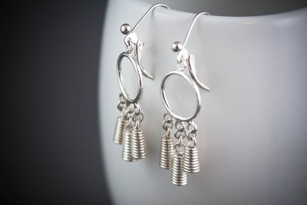 Boucles d'oreilles cloche Viking en argent sterling - Boucles d'oreilles bohèmes tendance à offrir