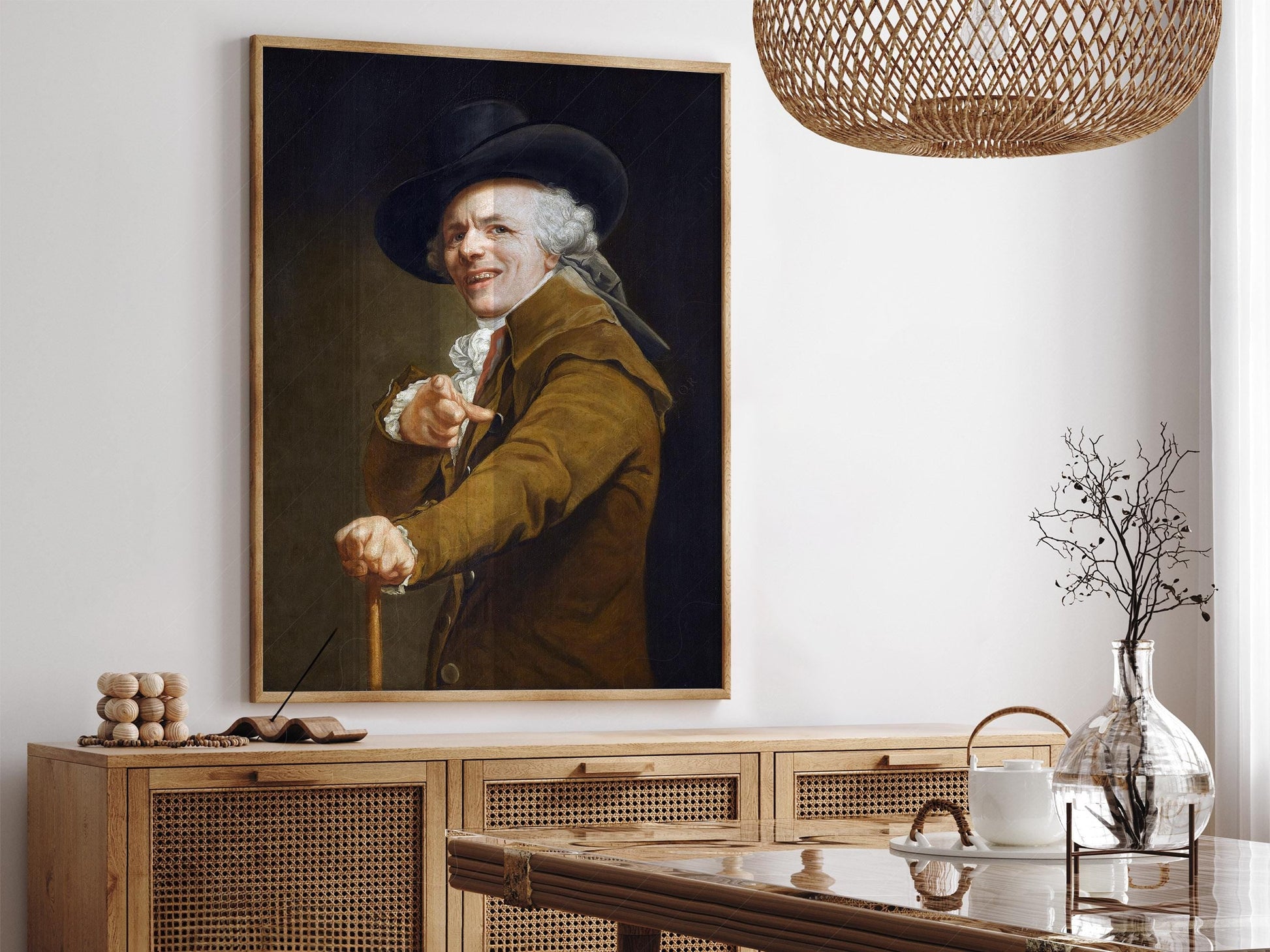 Joseph Ducreux Self-Portrait with a Mocking Face Print – Funny Classic Art