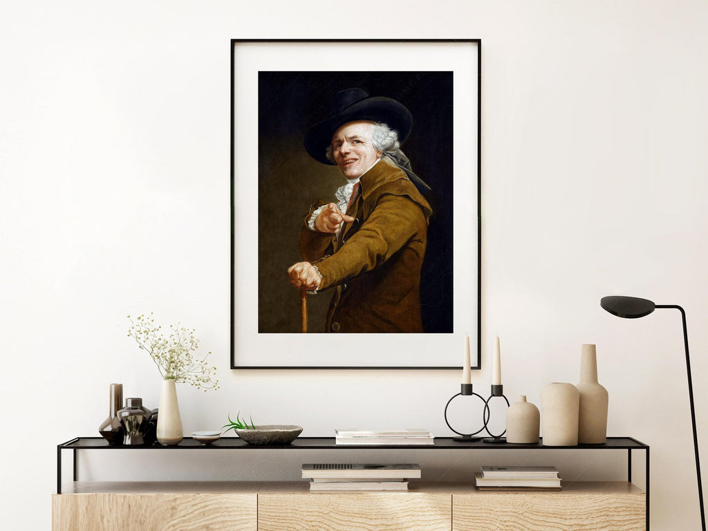 Joseph Ducreux Self-Portrait with a Mocking Face Print – Funny Classic Art