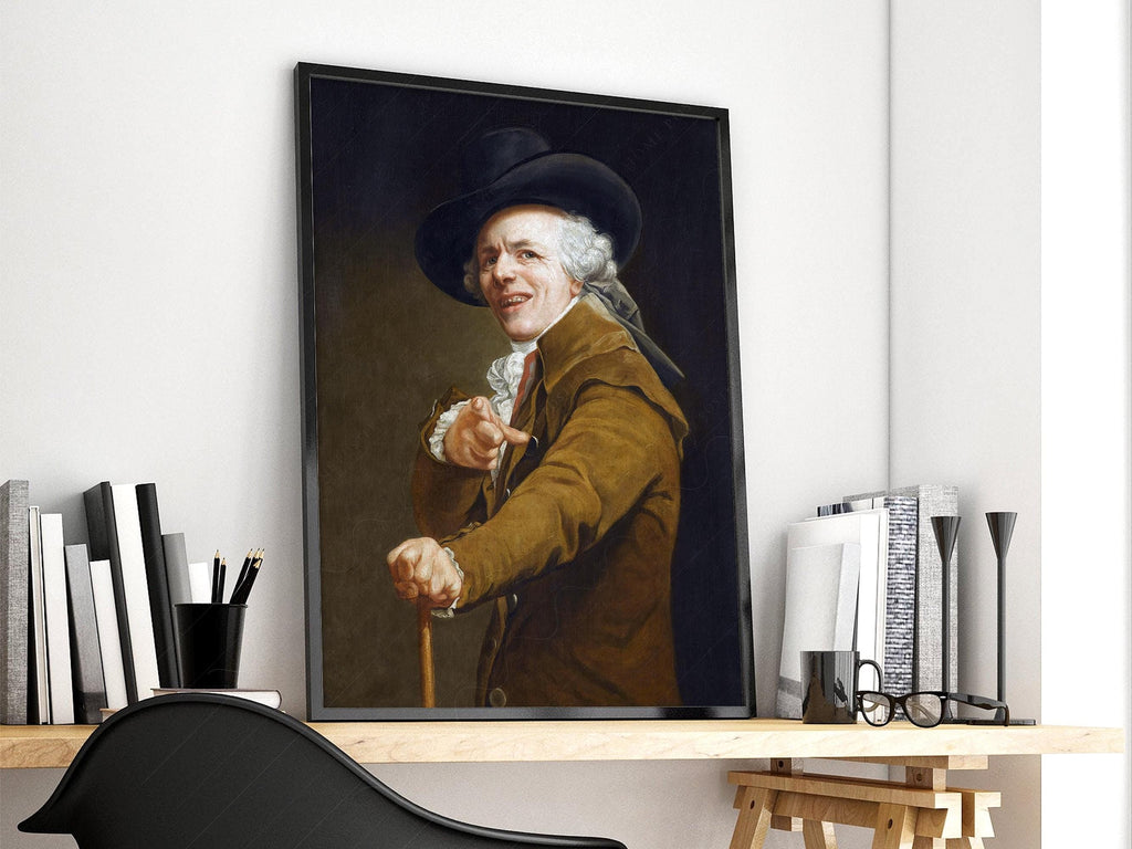 Joseph Ducreux Self-Portrait with a Mocking Face Print – Funny Classic Art