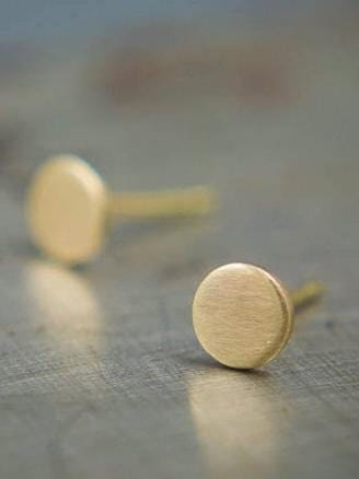 Petites boucles d'oreilles rondes en or massif 14 carats - Boucles d'oreilles en or brossé mat ou poli brillant