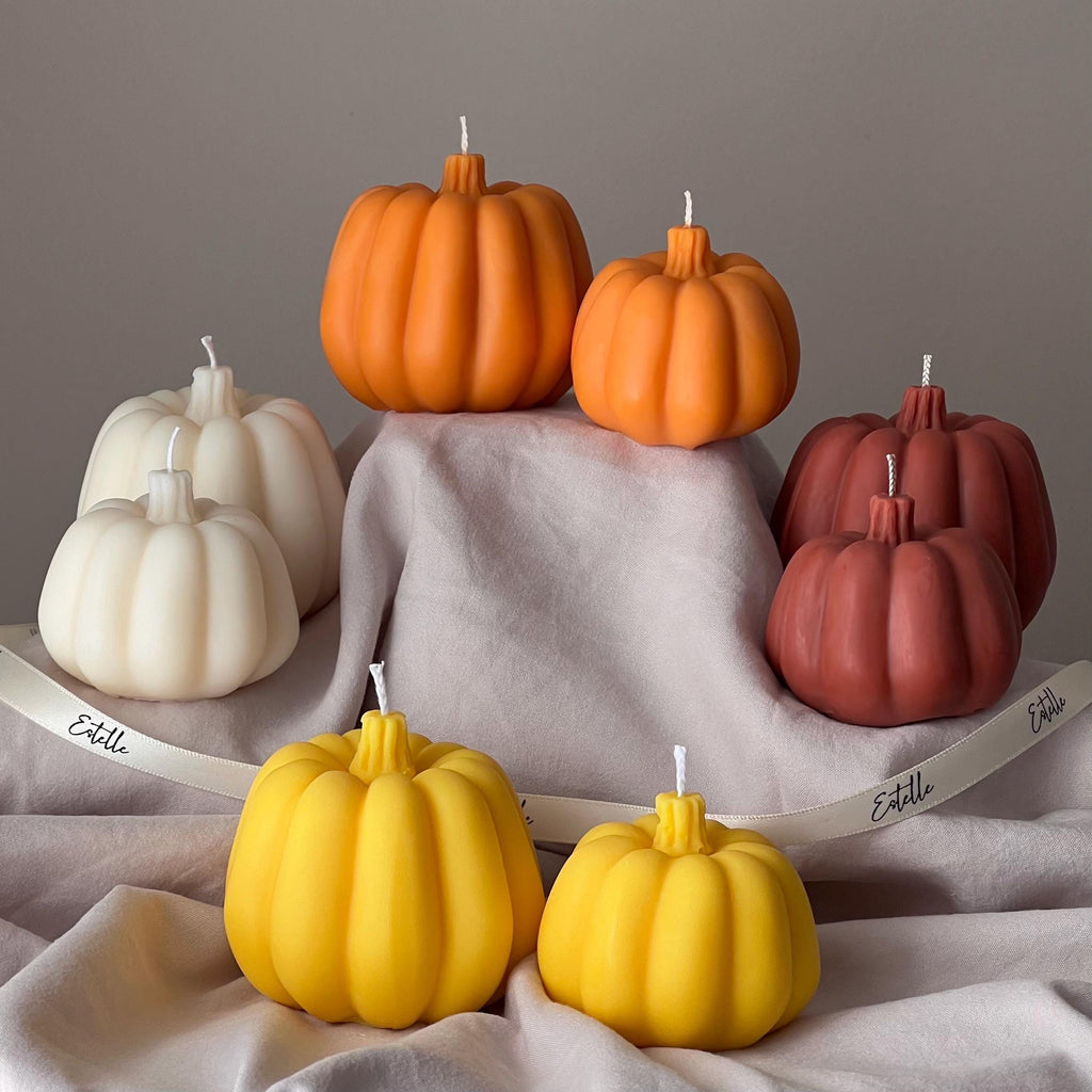 Handmade Pumpkin Soy Wax Candle Set: Autumn Home Decor