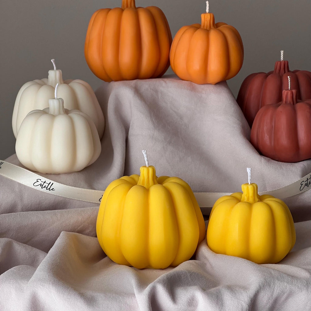 Handmade Pumpkin Soy Wax Candle Set: Autumn Home Decor