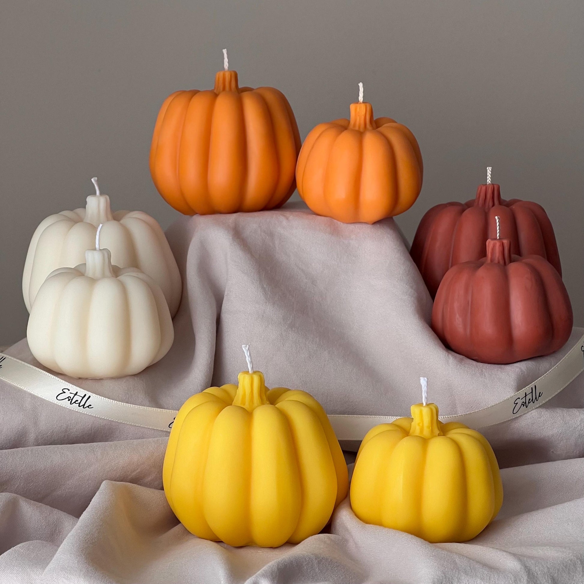 Handmade Pumpkin Soy Wax Candle Set: Autumn Home Decor
