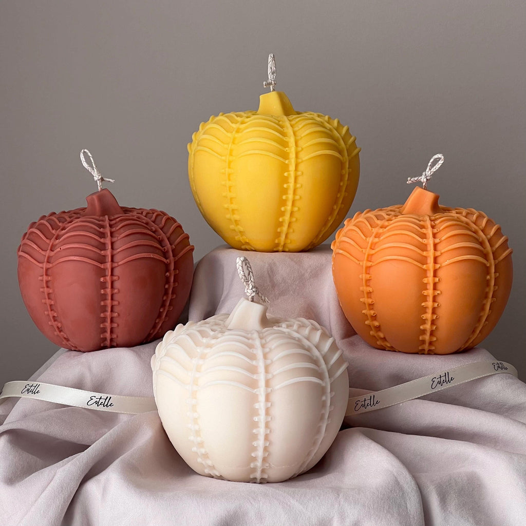 Large Autumn Pumpkin Candle | Hand Poured Soy Wax, Halloween Decor