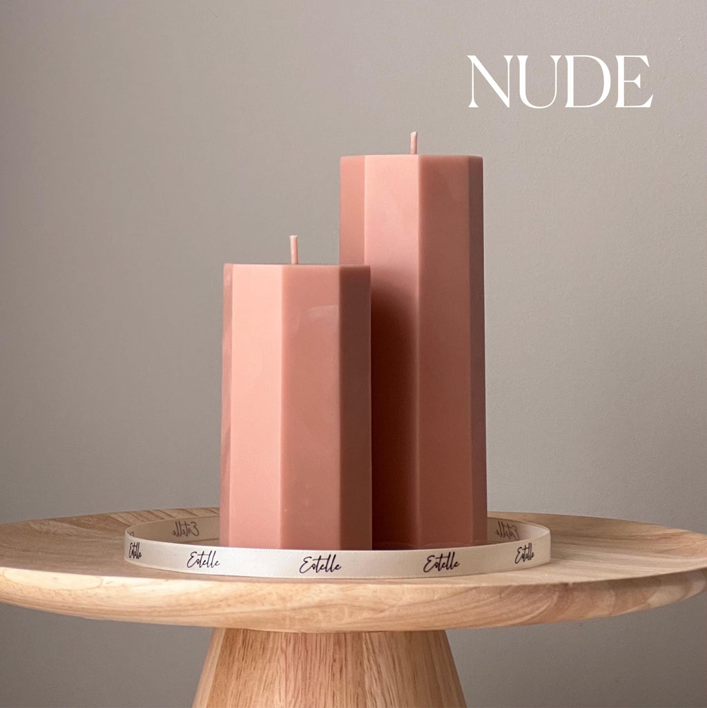 Hexagon Pillar Soy Wax Candle Set | Unscented Decorative Candles