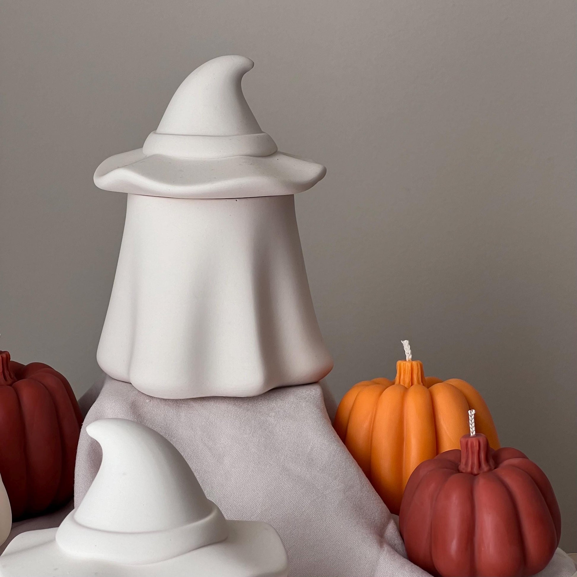Ghost Jar Soy Candle: Handmade Jesmonite Vessel, Autumn Scent