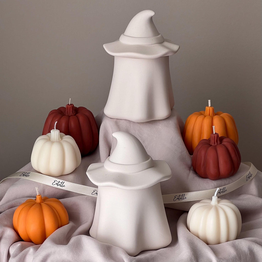 Ghost Jar Soy Candle: Handmade Jesmonite Vessel, Autumn Scent