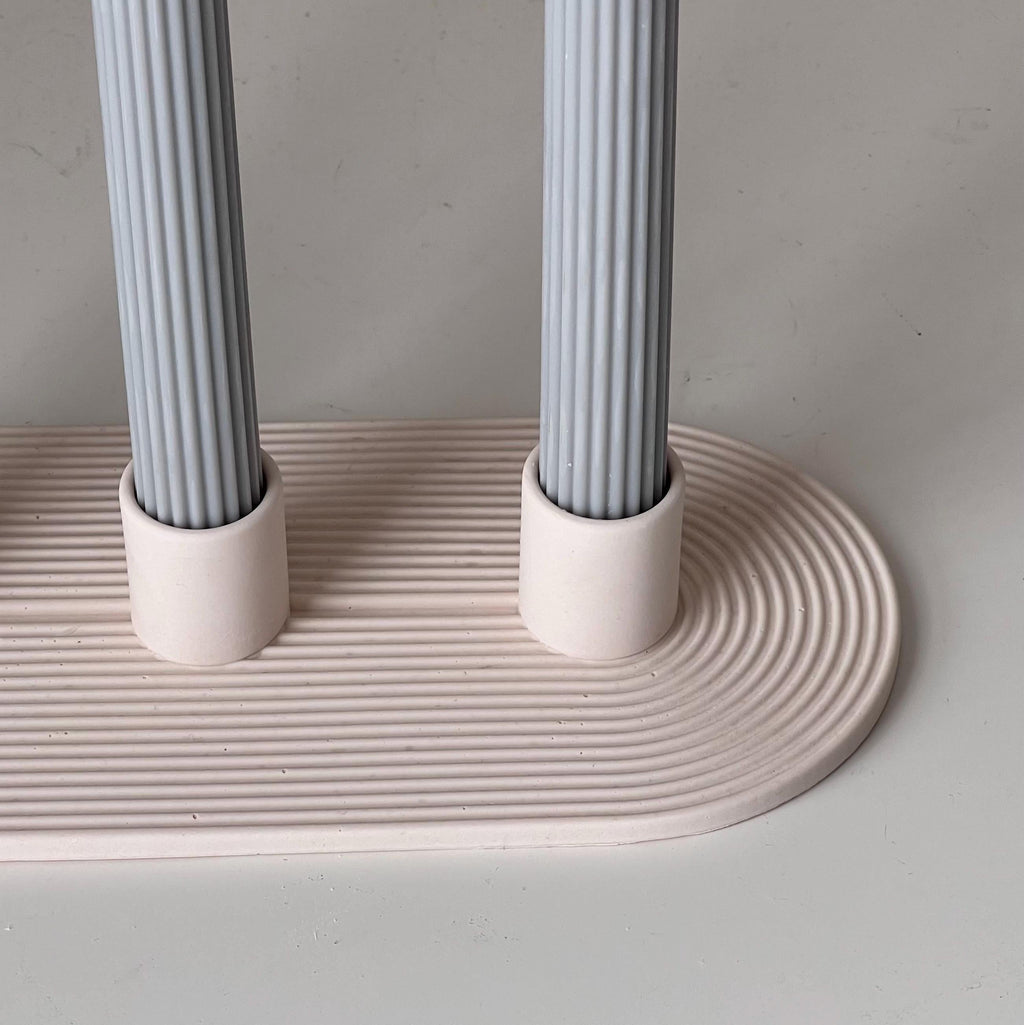 Geometric Jesmonite Candlestick Holder: Minimalist 3-Candle Centerpiece