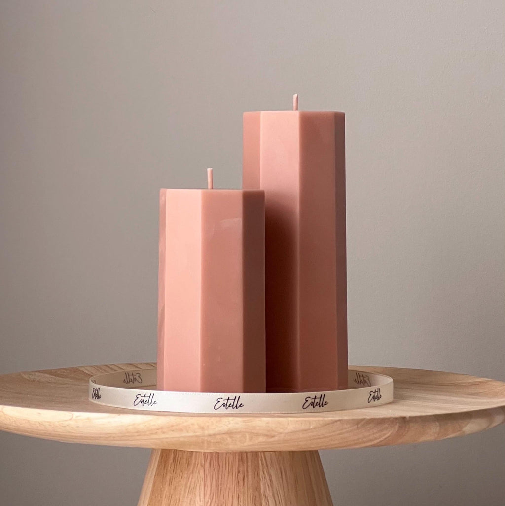 Hexagon Pillar Soy Wax Candle Set | Unscented Decorative Candles