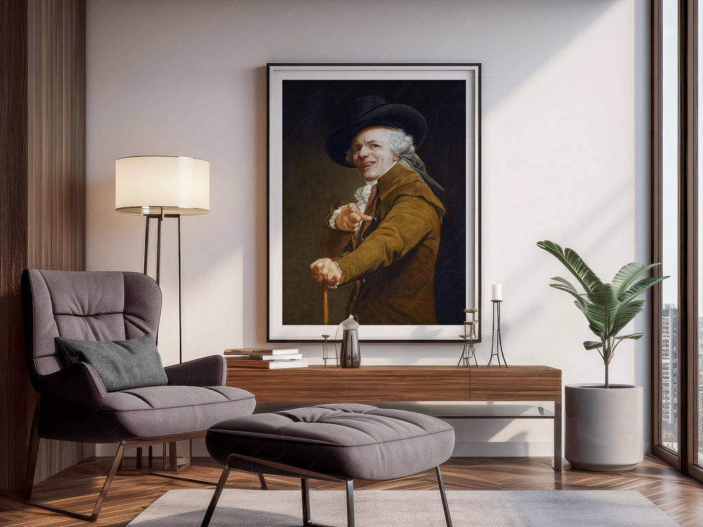 Joseph Ducreux Self-Portrait with a Mocking Face Print – Funny Classic Art