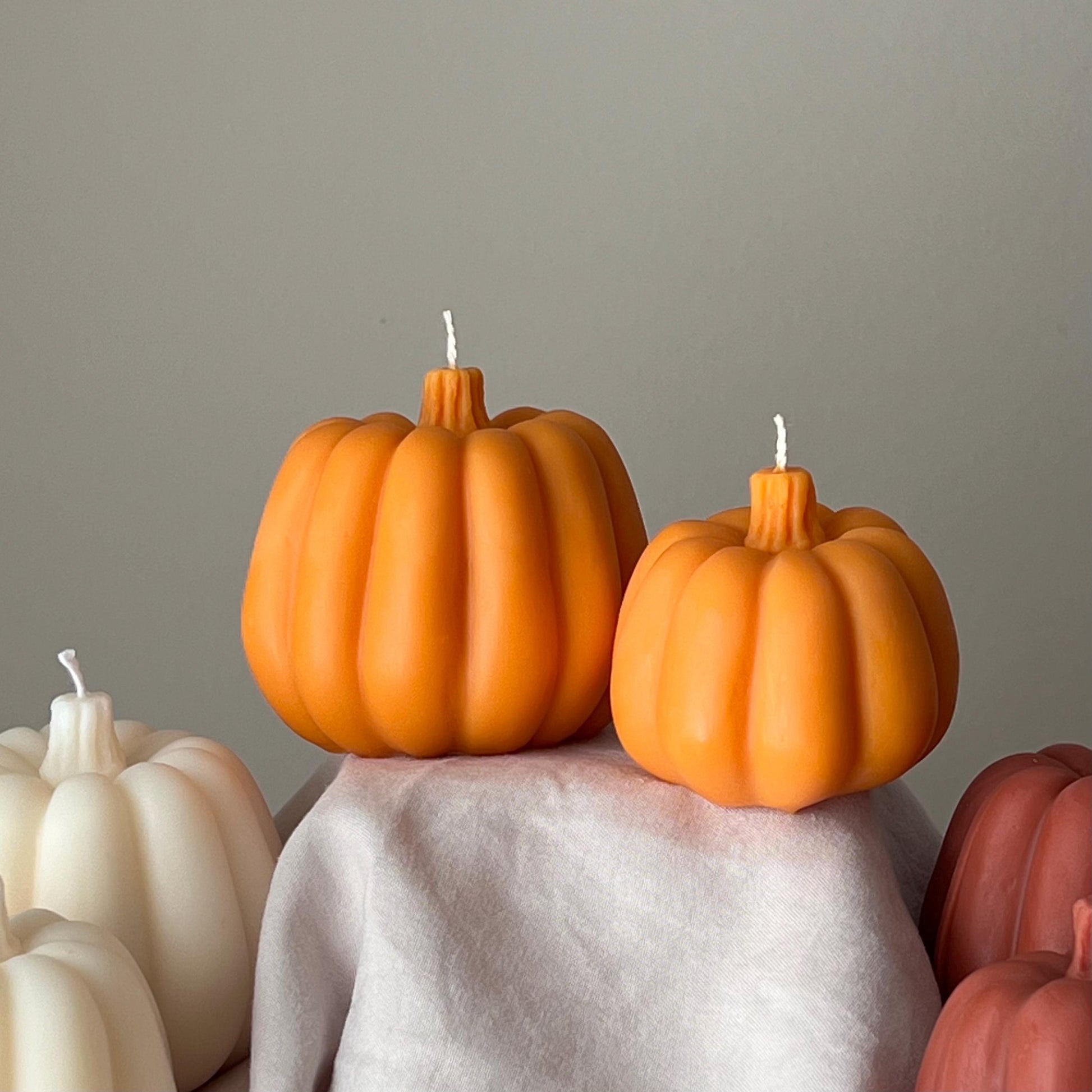 Handmade Pumpkin Soy Wax Candle Set: Autumn Home Decor