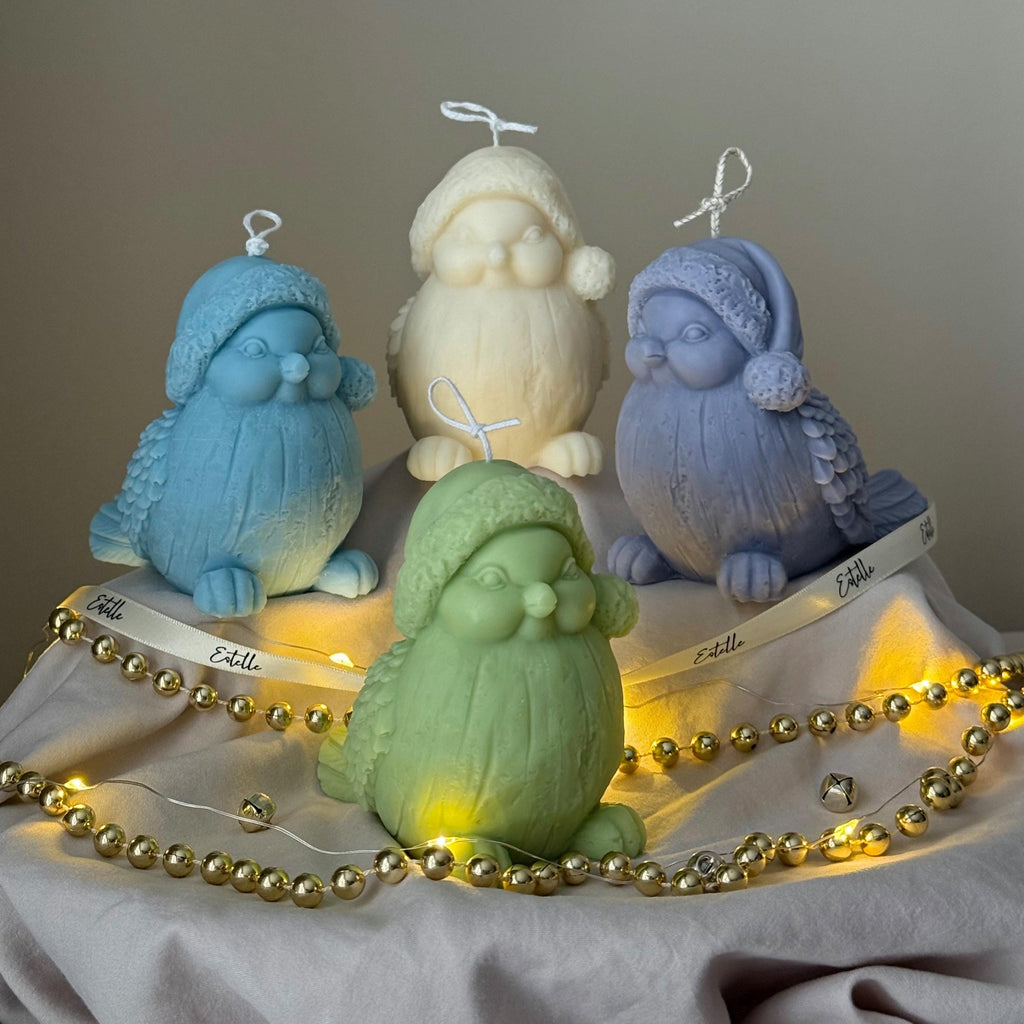 Hand Poured Christmas Bird Soy Candle: Holiday Decor Gift