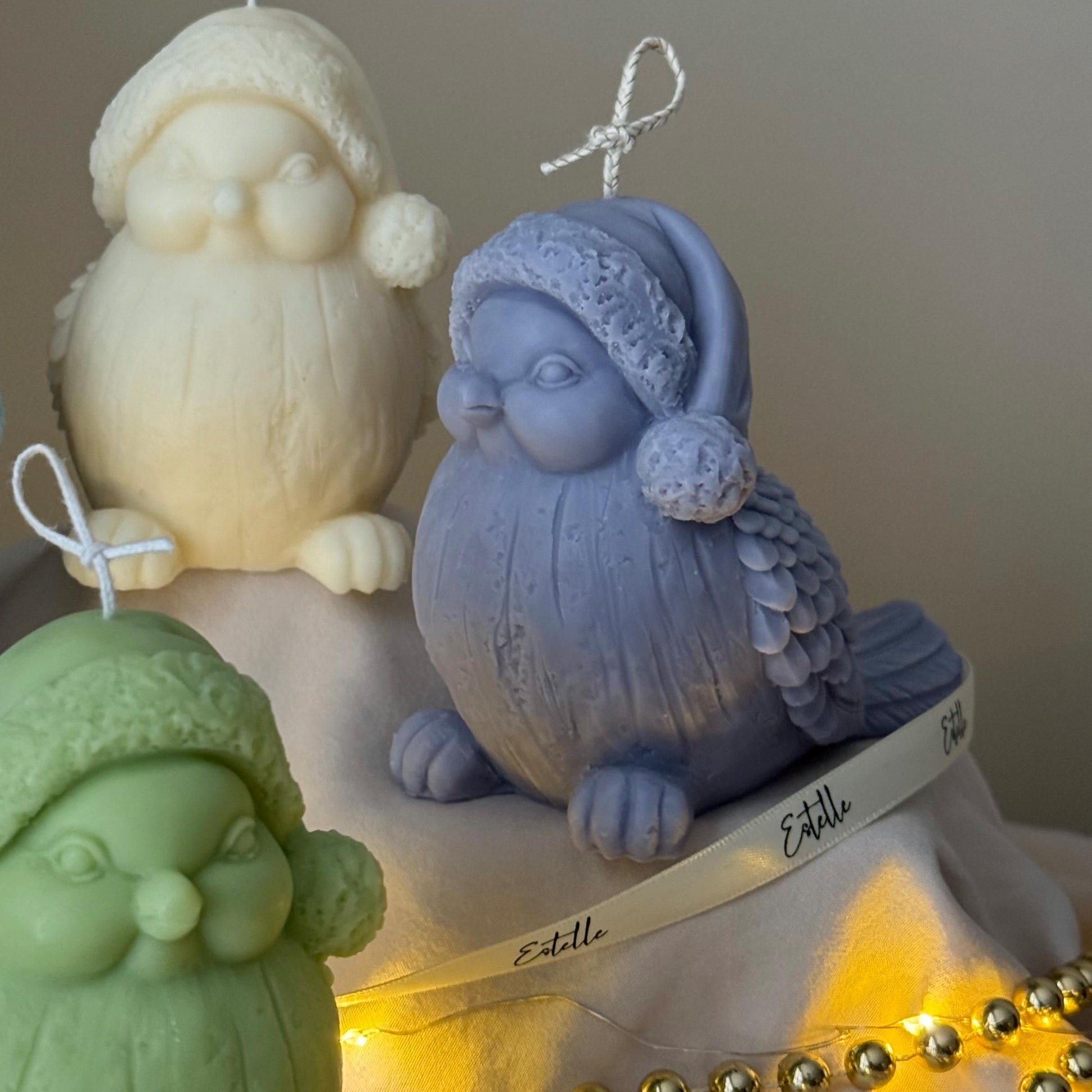 Hand Poured Christmas Bird Soy Candle: Holiday Decor Gift