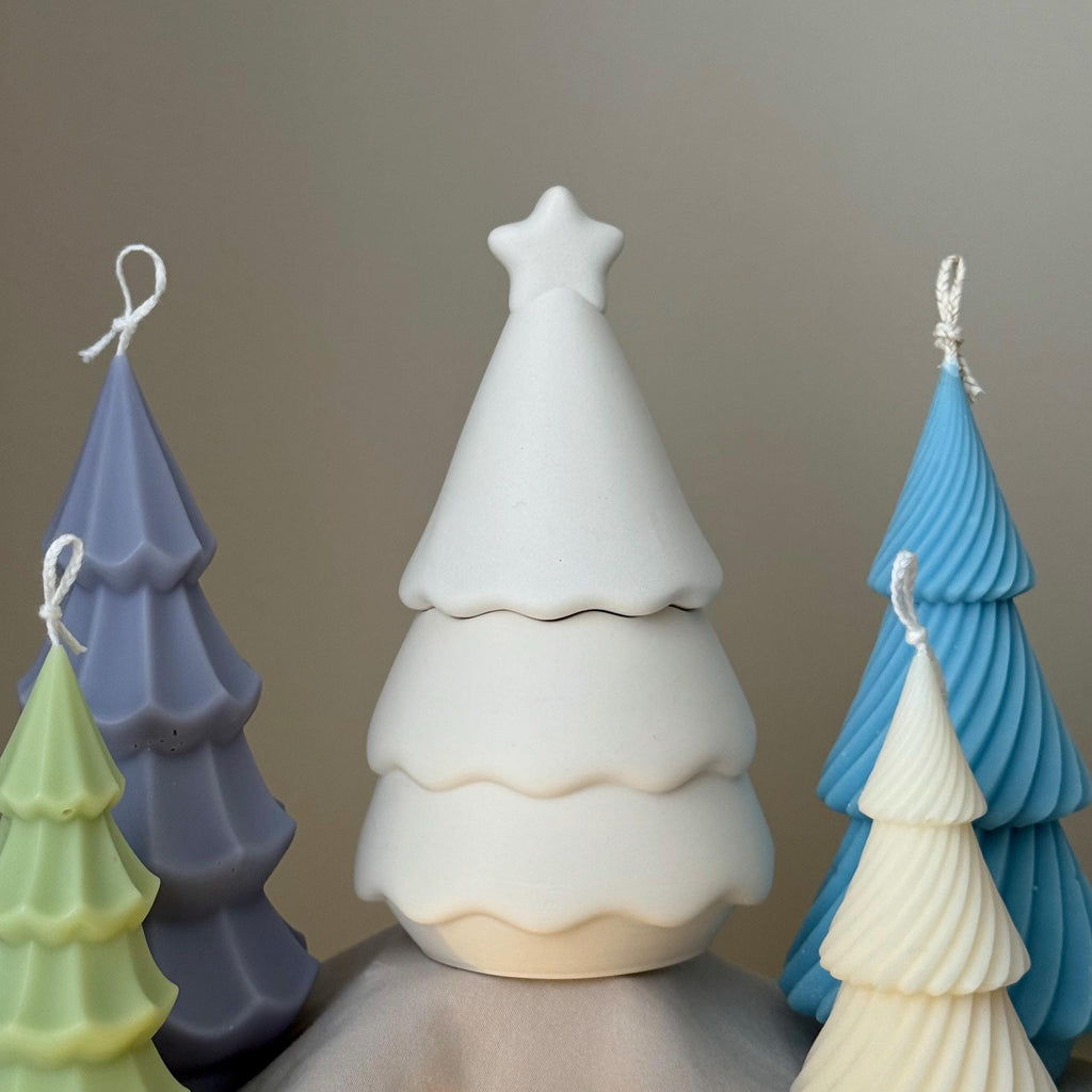 Christmas Tree Jar Soy Candle: Handmade Jesmonite Decor