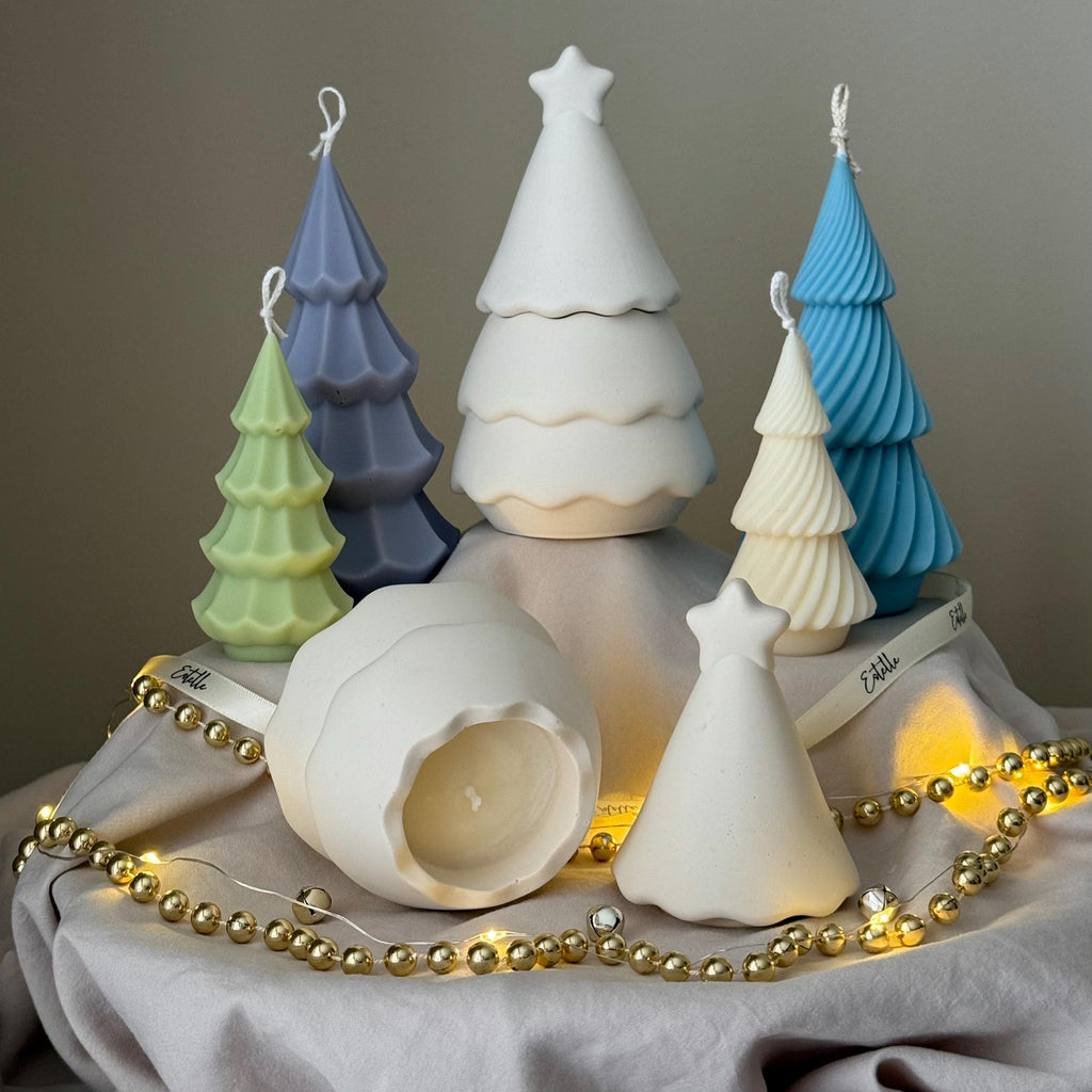 Christmas Tree Jar Soy Candle: Handmade Jesmonite Decor